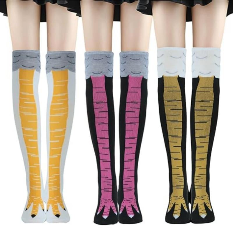 3 Pairs Chicken Leg Socks, 12 Inch Novelty Funny Crazy Women Socks, Calf Socks, Chicken Feet Costume, Funny Chicken Legs Socks