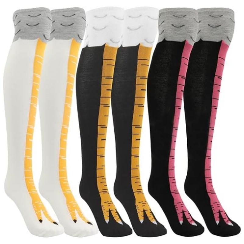 3 Pairs Chicken Leg Socks, 12 Inch Novelty Funny Crazy Women Socks, Calf Socks, Chicken Feet Costume, Funny Chicken Legs Socks